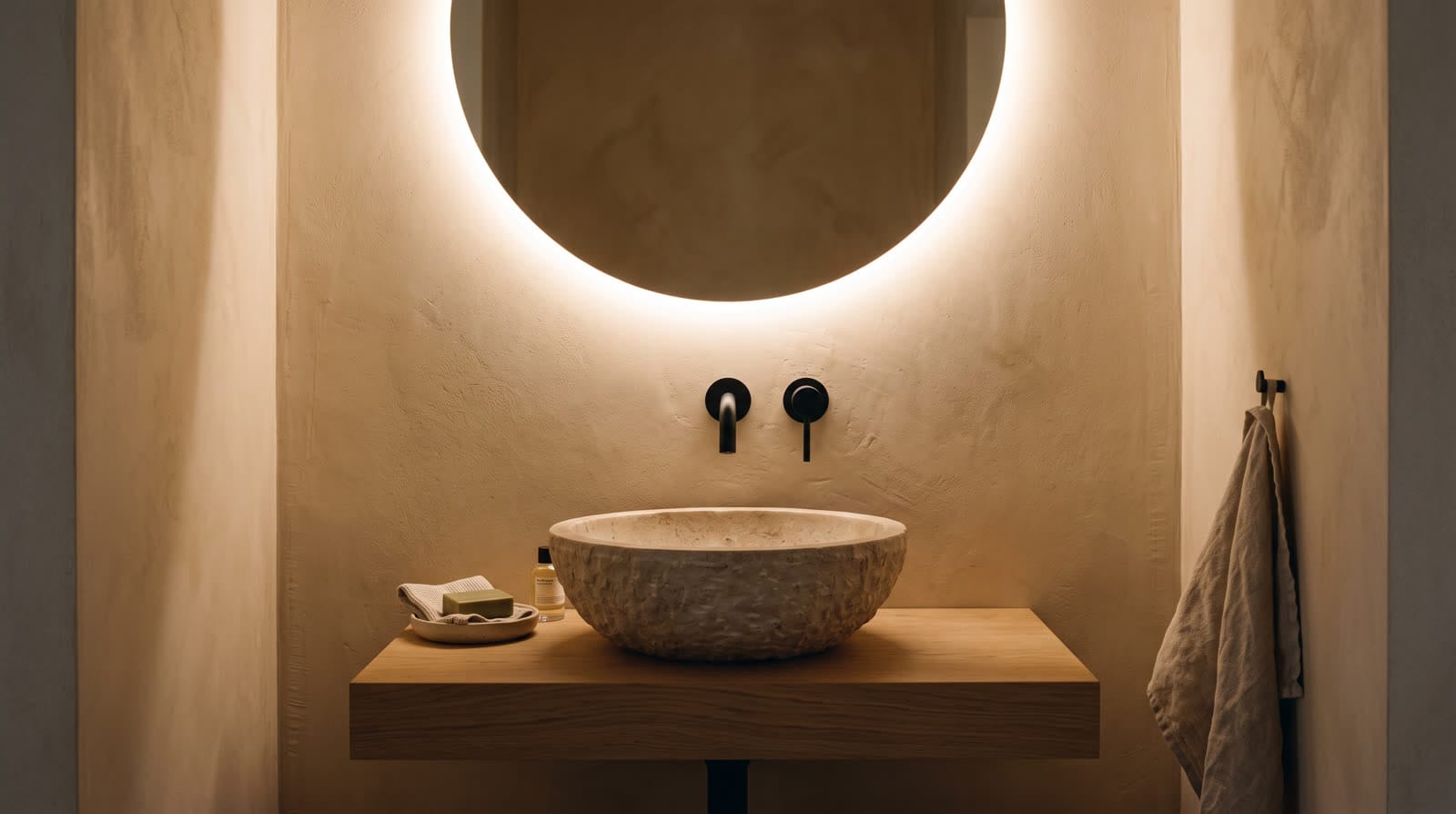 Зеркало и тумба в ванной — стекло вместо шторы